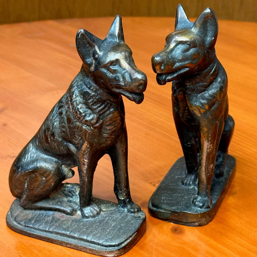 Vintage Metal German Shephard Dogs - Set of 2